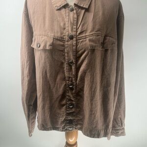 Linen feels 100% linen woman’s 2xl tan button up shirt, shacket